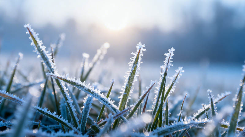 霜草迎晨光图片