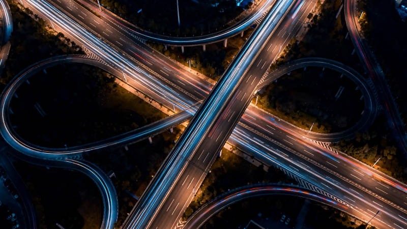 夜瞰立交 车流如织光带图片