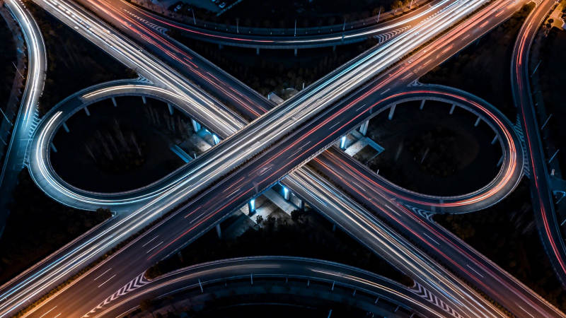 夜立交流光如织图片