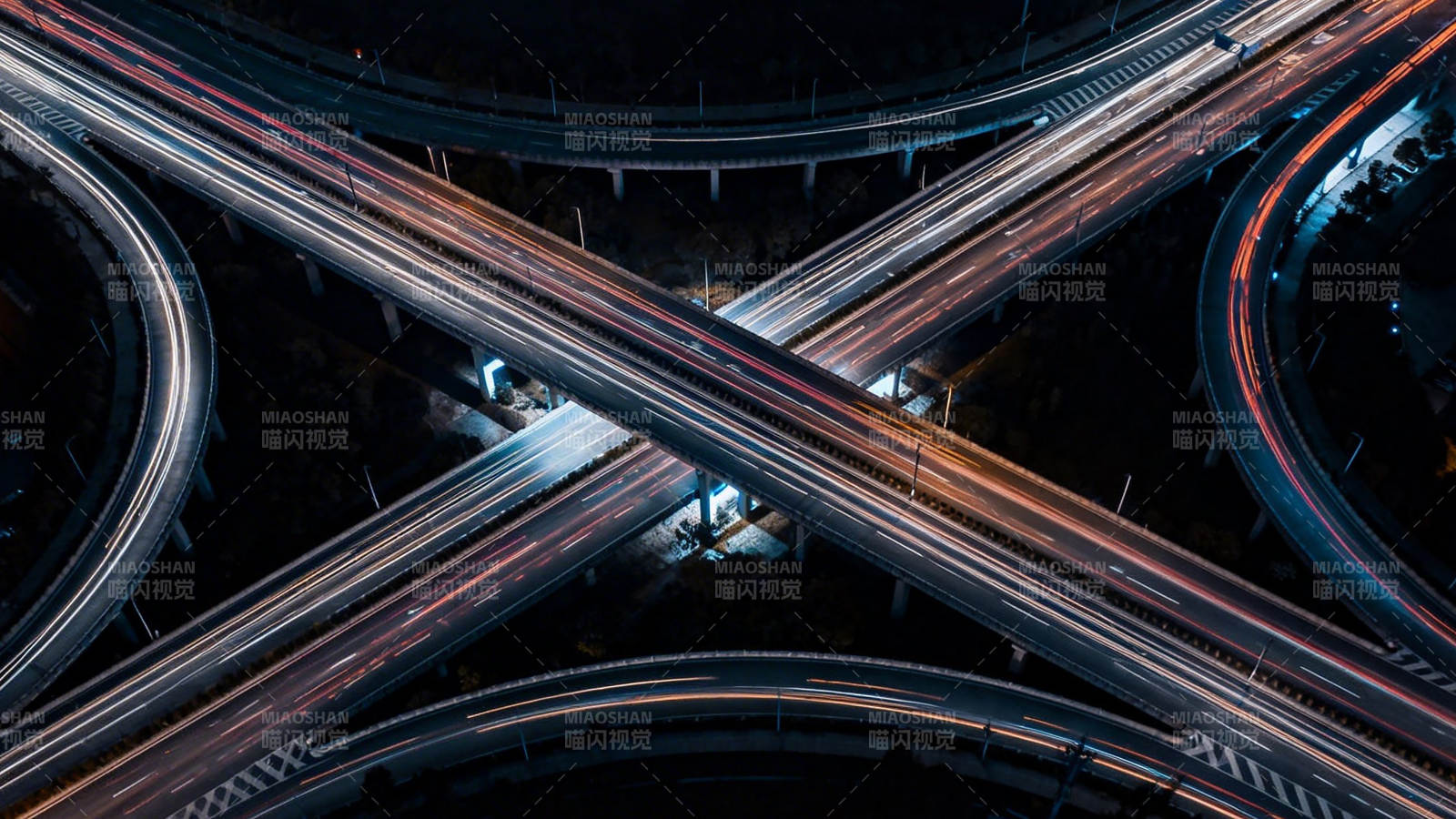 夜立交流光如织图片