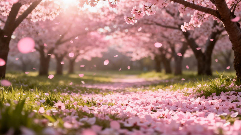 樱花飞舞 春日浪漫小径图片