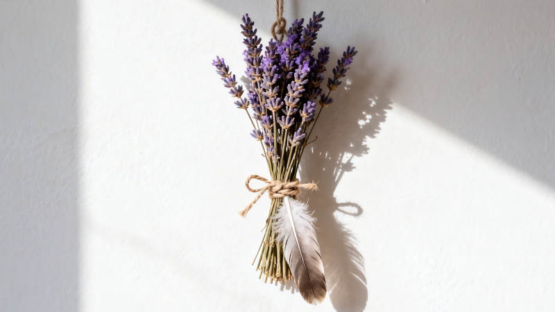 薰衣草束挂墙 光影温柔图片
