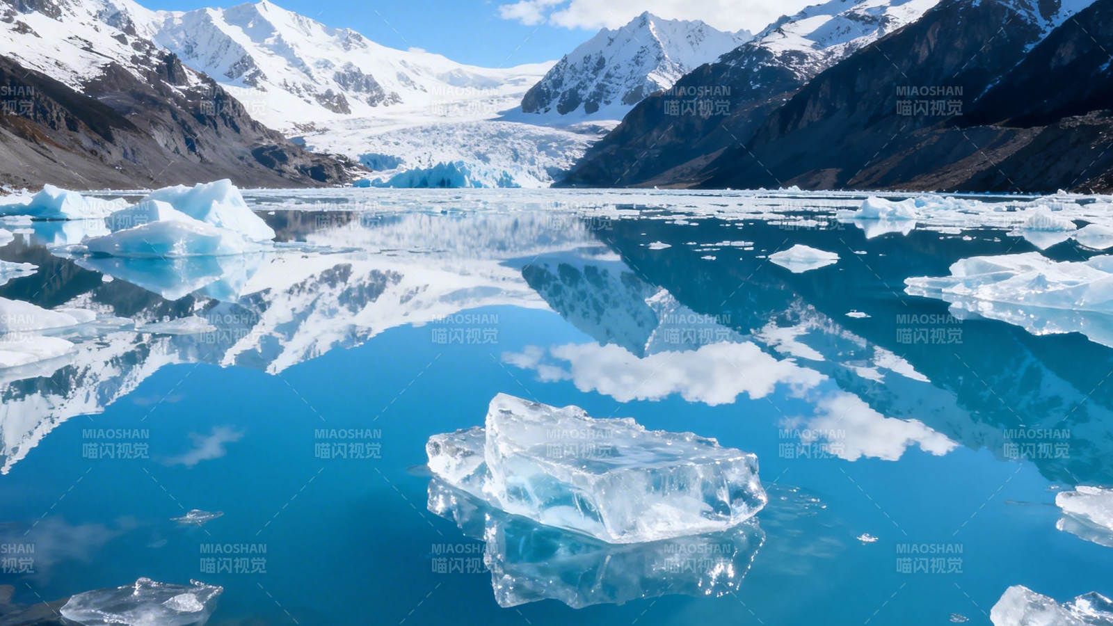 冰川湖影 碎冰浮蓝镜中图片