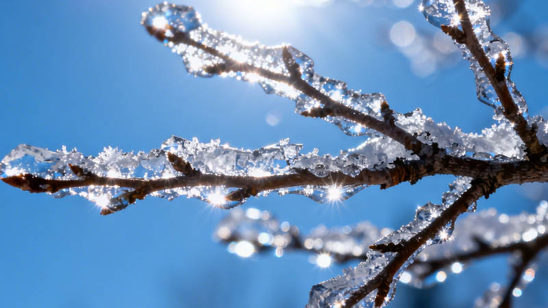 冰枝映日 冬晴如钻图片