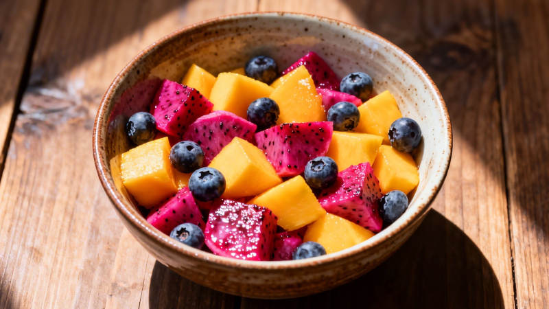 水果碗 火龙果芒果蓝莓图片