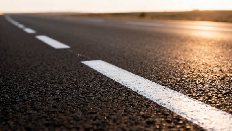 夕阳下的公路延伸向远方图片