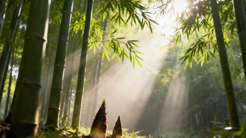 竹林晨光 新笋破土迎曦图片