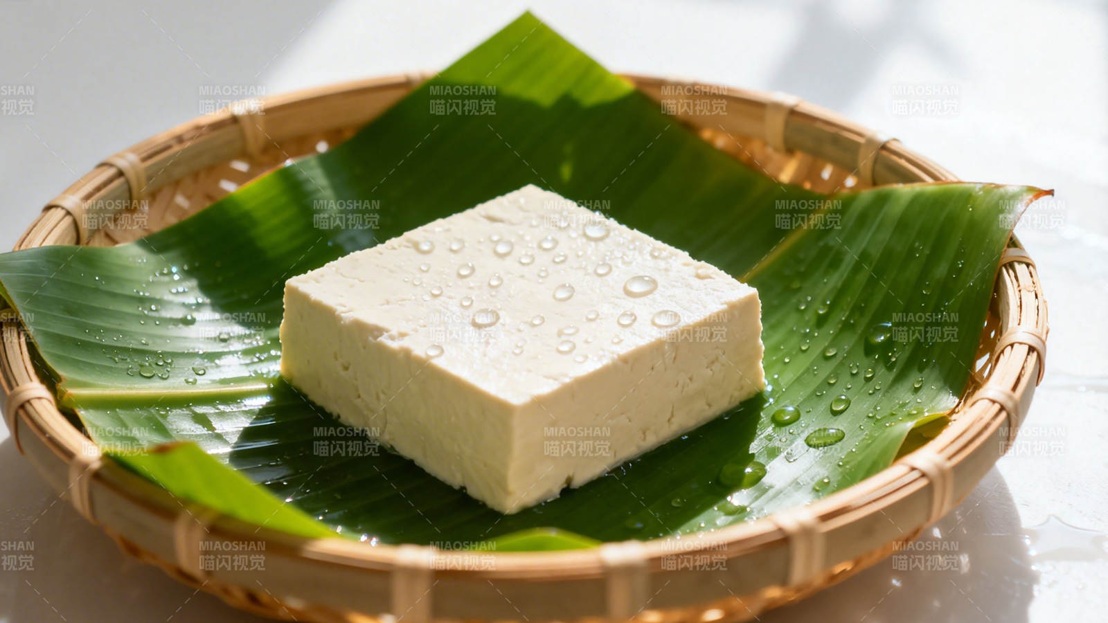 竹叶托嫩豆腐 清新自然图片