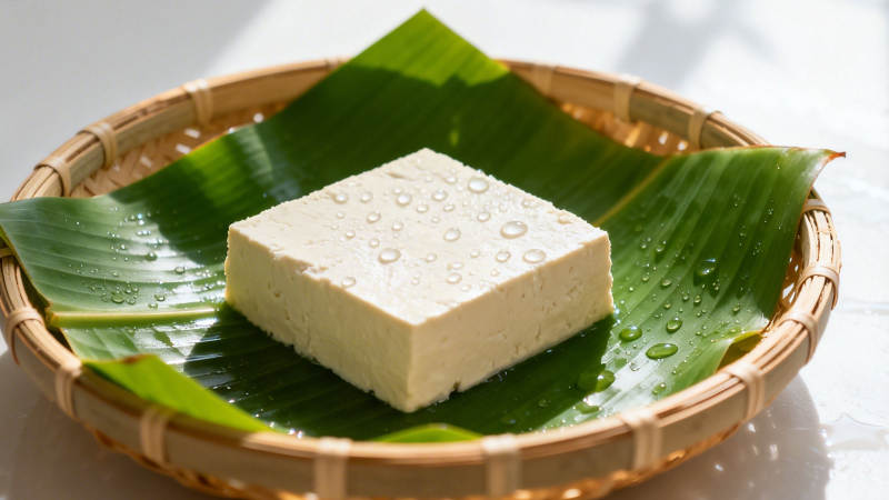 竹叶托嫩豆腐 清新自然图片