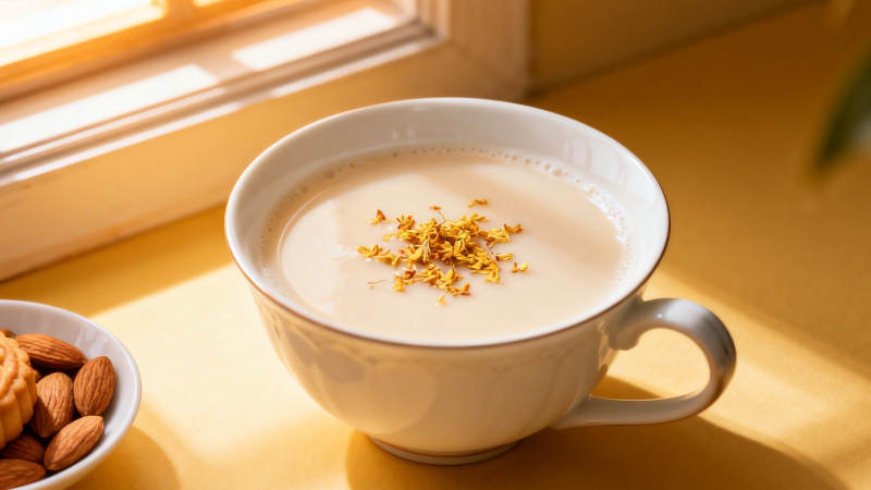 桂花杏仁奶 暖阳伴香浓图片