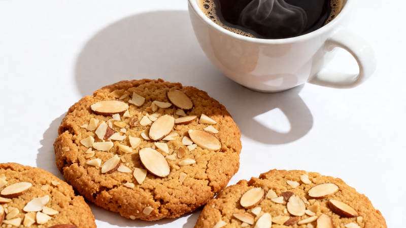 咖啡配杏仁饼干 午后惬意时光图片