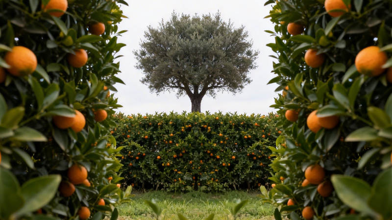 橙园深处的橄榄树图片