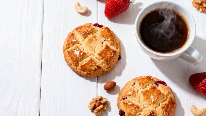 咖啡配果酱酥饼 温馨下午茶图片