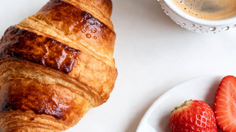 配咖啡草莓 晨光早餐图片