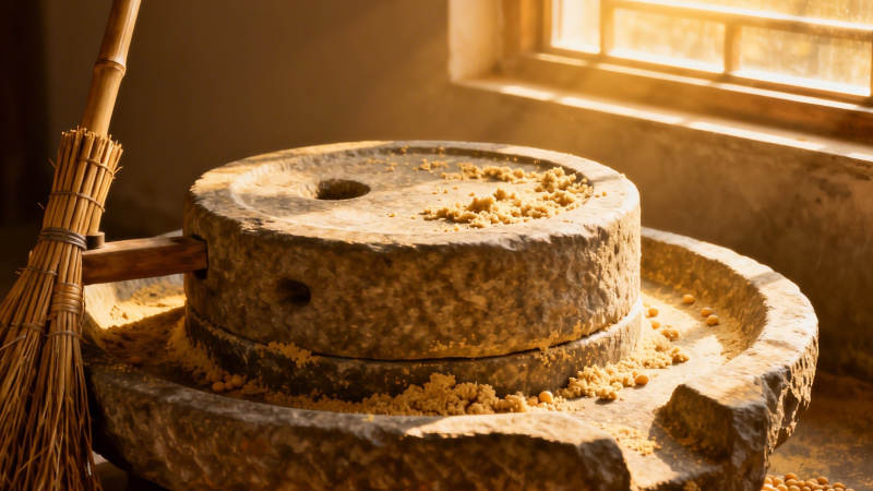 石磨碾谷 阳光洒落旧时光图片