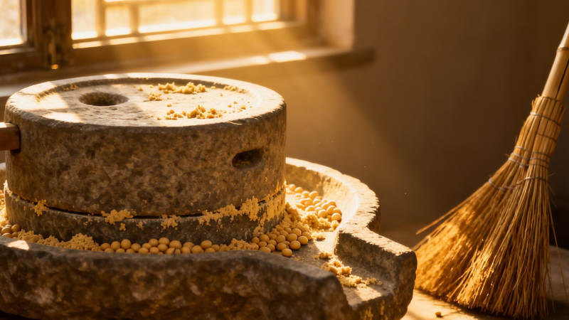 石磨黄豆 阳光洒落图片