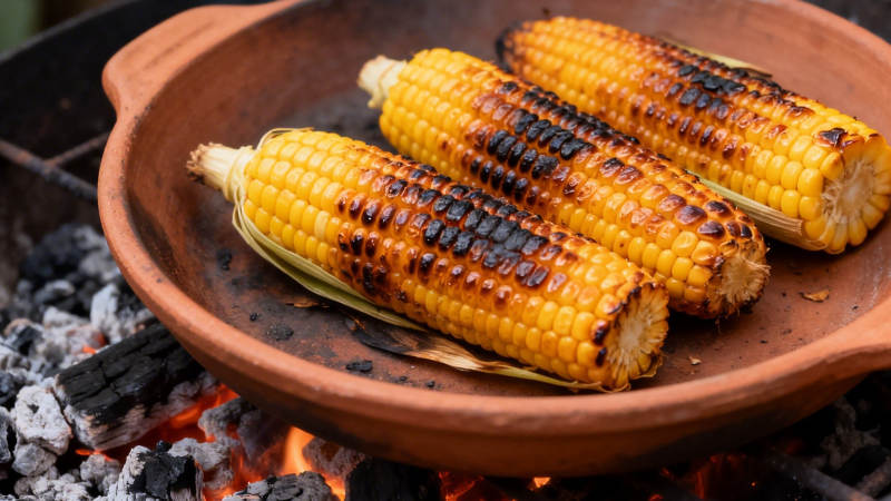 炭火烤玉米 焦香诱人图片