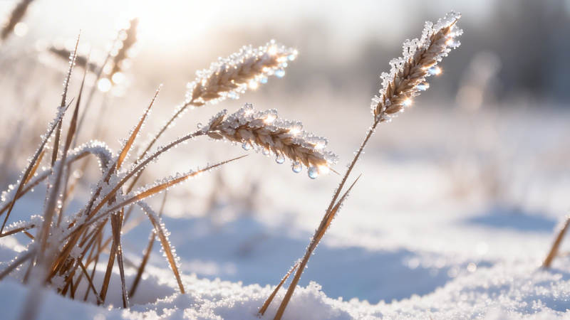 霜雪覆麦穗 晨光映冬野图片