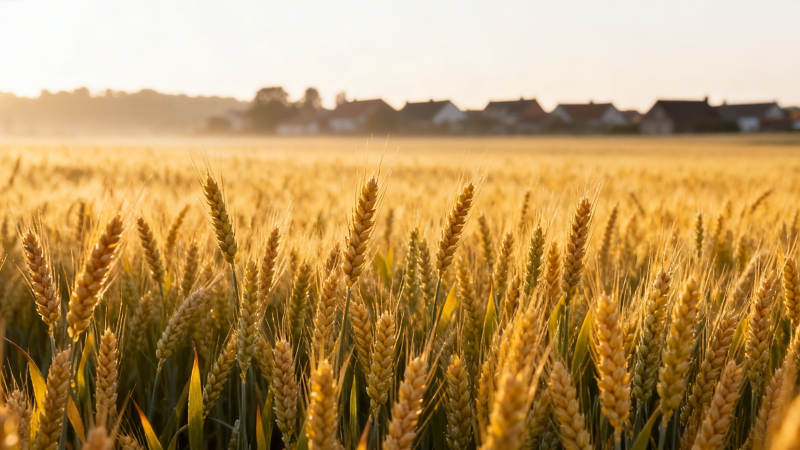 金色麦浪映夕阳图片