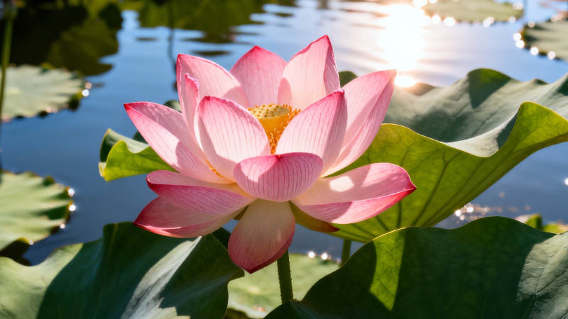 粉莲映日 碧波生香图片