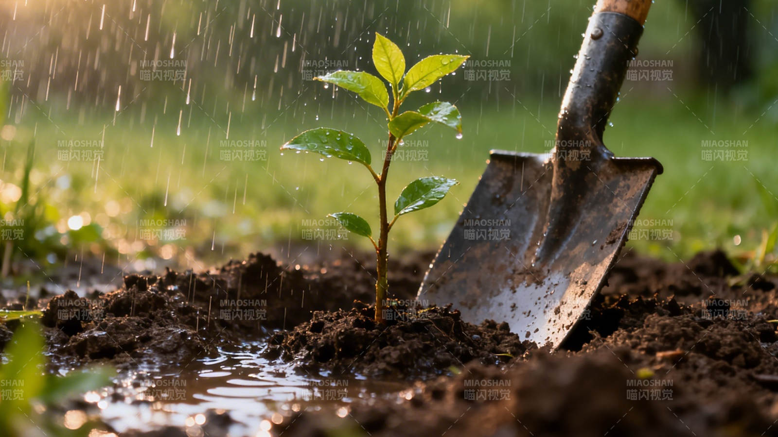 雨中栽苗  shovel 伴新生图片