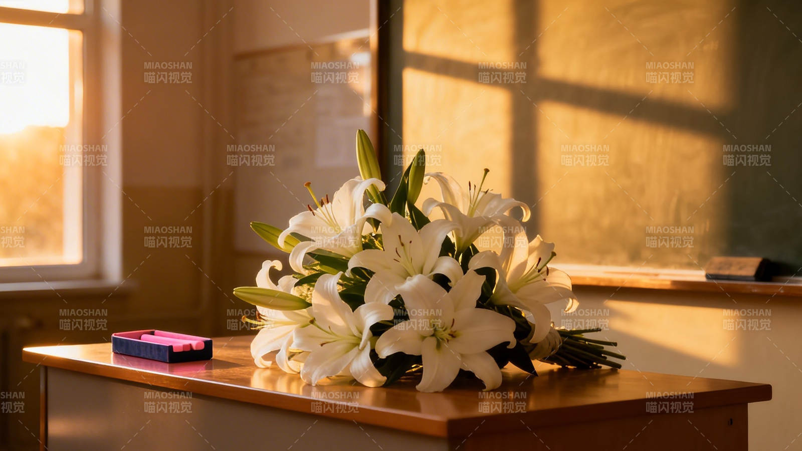 讲台百合 阳光静好图片