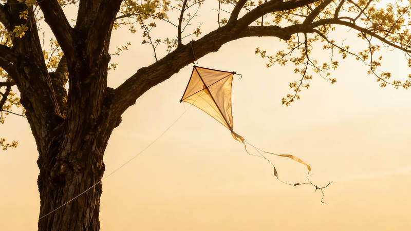 树梢风筝 夕阳温柔图片