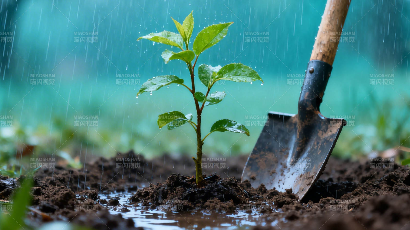 雨中植苗  shovel 伴新生图片