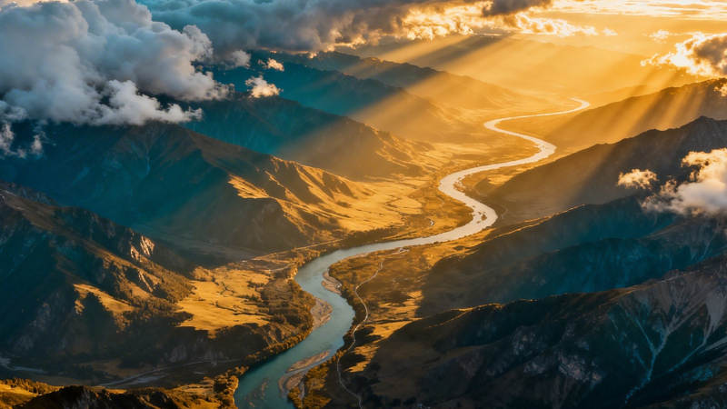 金光穿云 山河如画图片