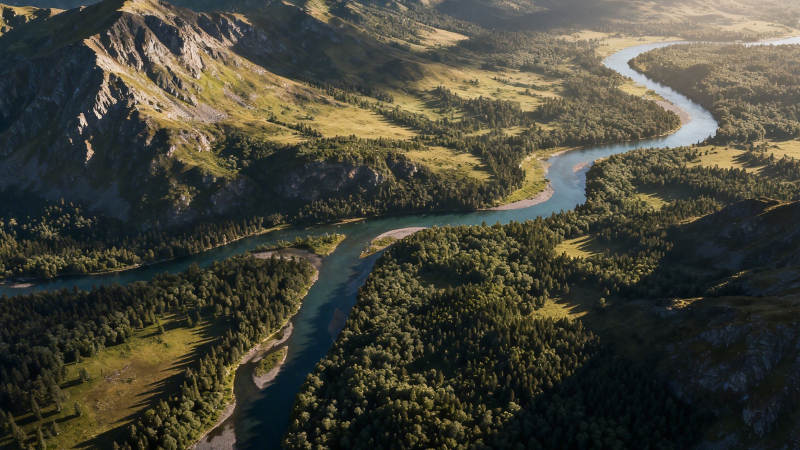 山河蜿蜒 绿野如画图片