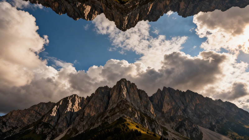 山峦倒映 云天一色奇景图片