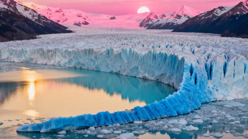 冰川映霞 蓝冰如梦境图片