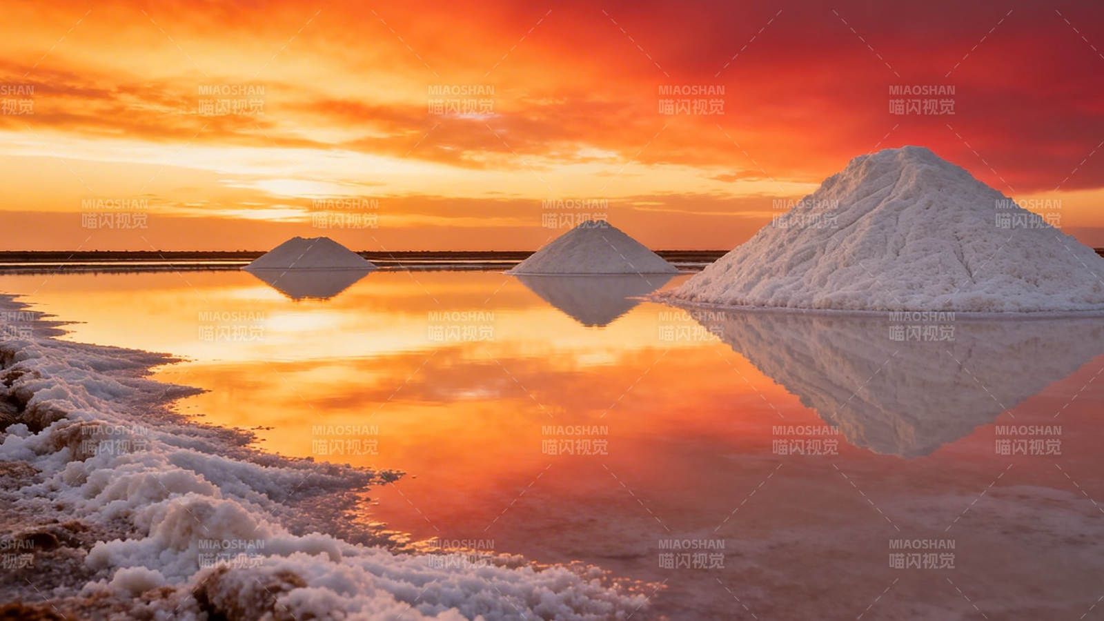 盐山映霞 湖光如镜图片