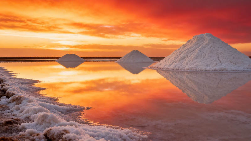 盐山映霞 湖光如镜图片