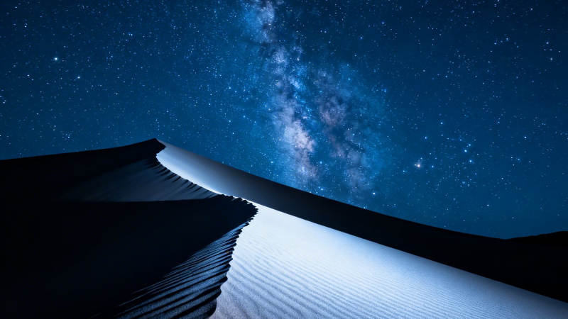 星空下的沙丘夜景图片