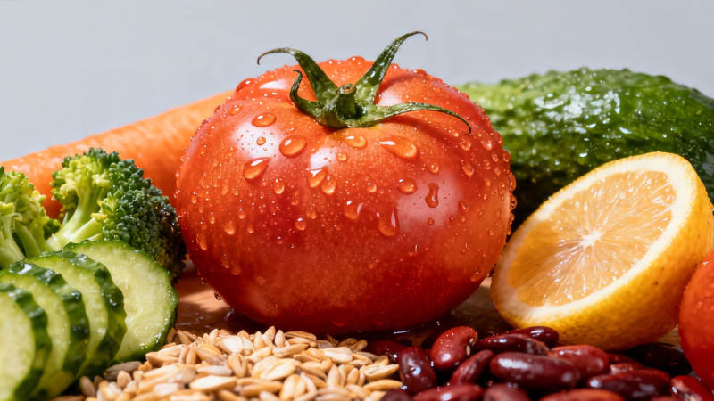 新鲜蔬果谷物健康组合图片