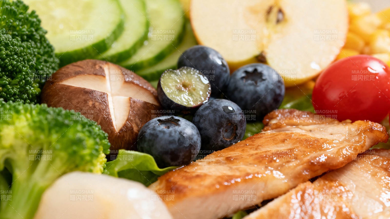 健康餐盘 蔬果鸡肉搭配图片