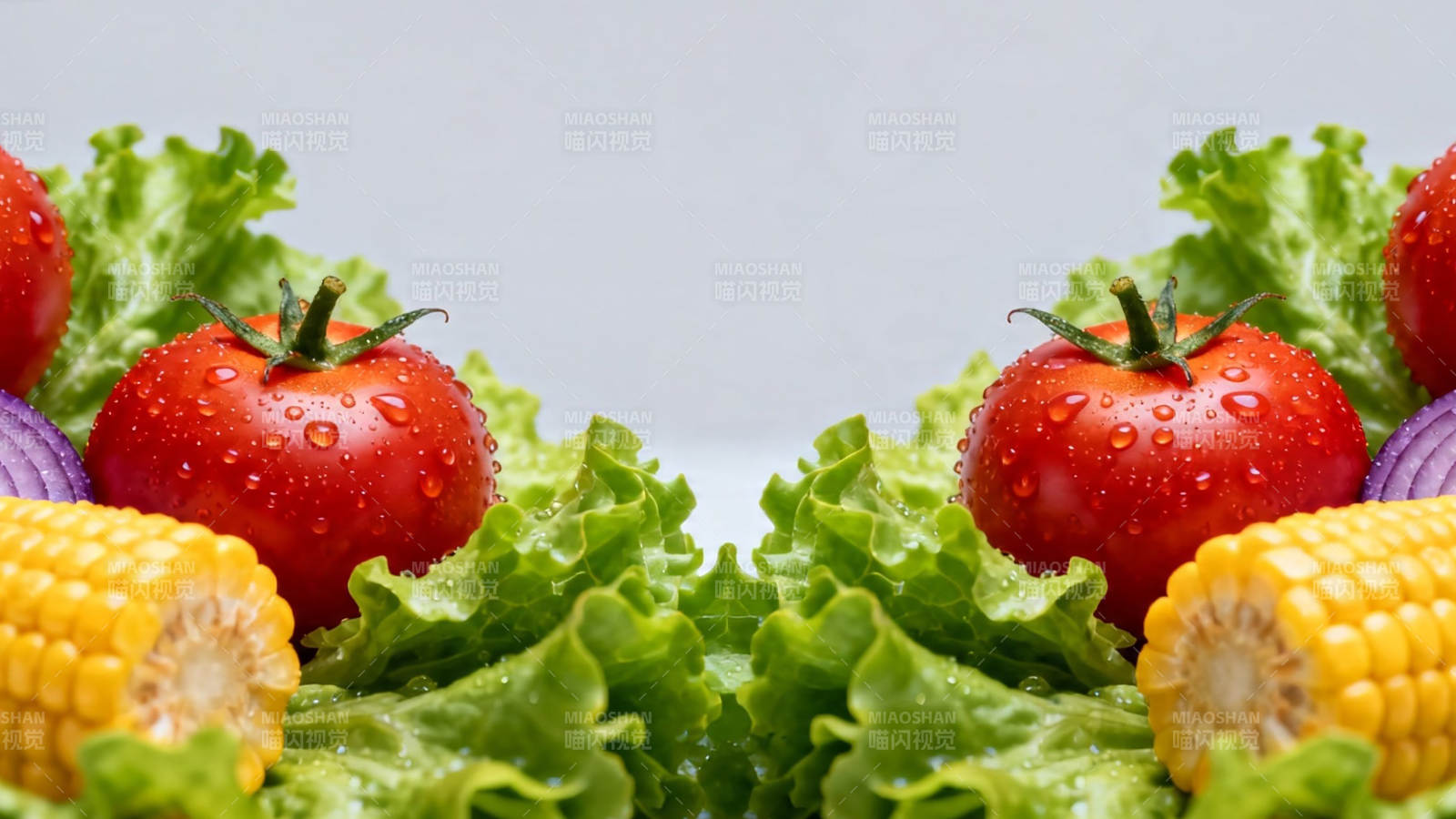 新鲜蔬菜拼盘 番茄玉米生菜图片