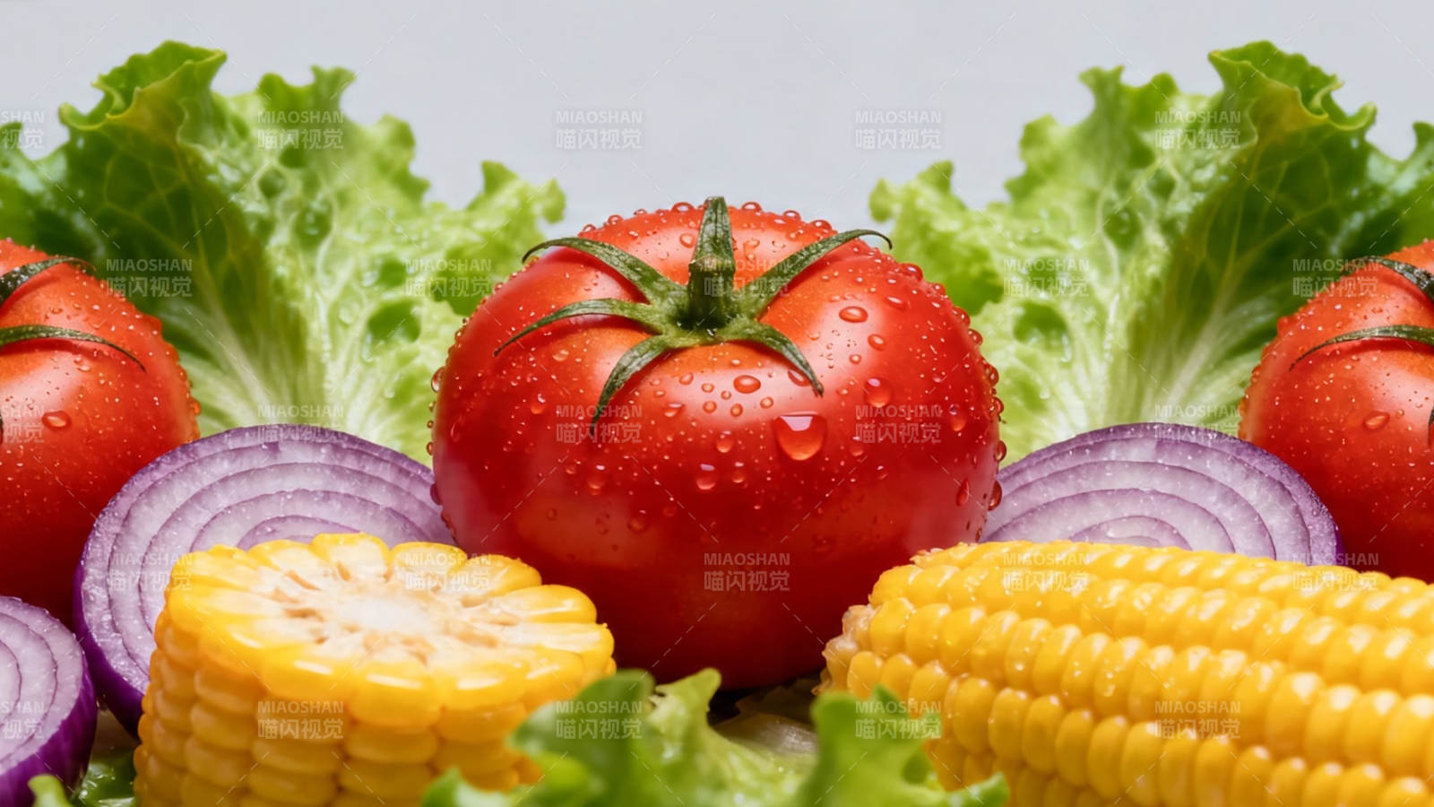 新鲜蔬果拼盘 色彩缤纷诱人图片