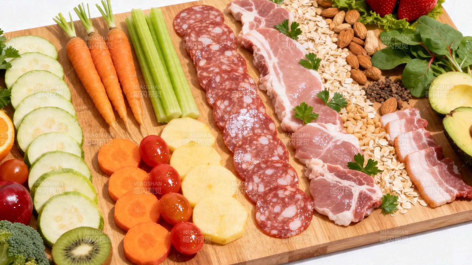 健康食材拼盘 蔬果肉粮均衡搭配图片