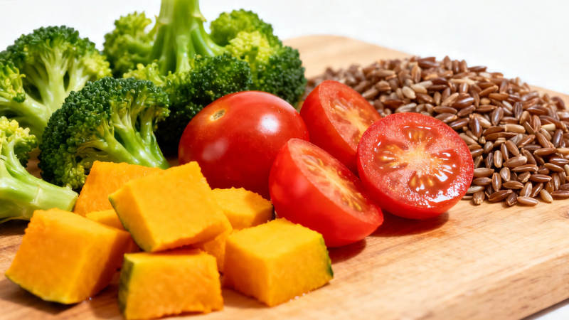 健康食材 西兰花番茄南瓜糙米图片