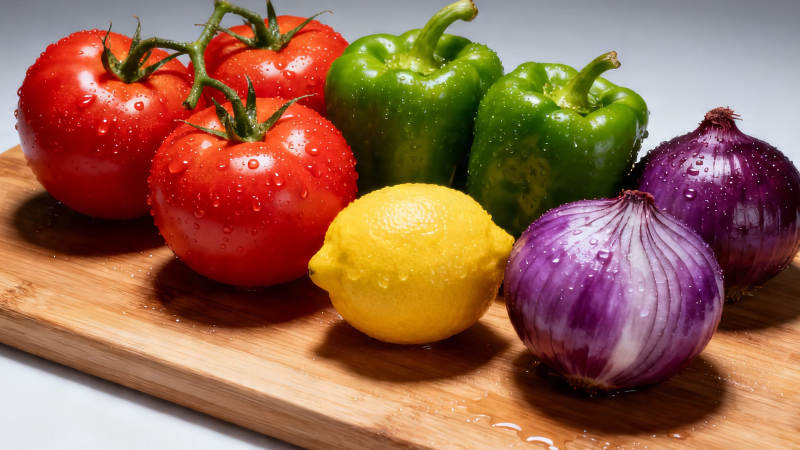 新鲜蔬果摆盘 色彩缤纷诱人图片