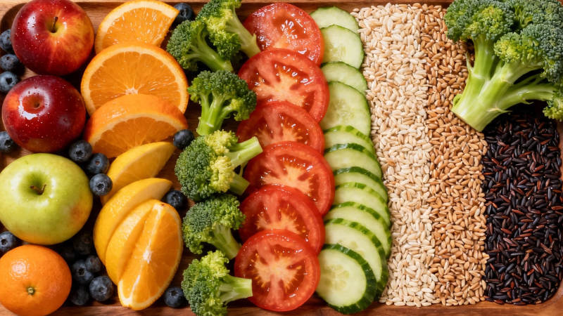 健康饮食 蔬果谷物拼盘图片