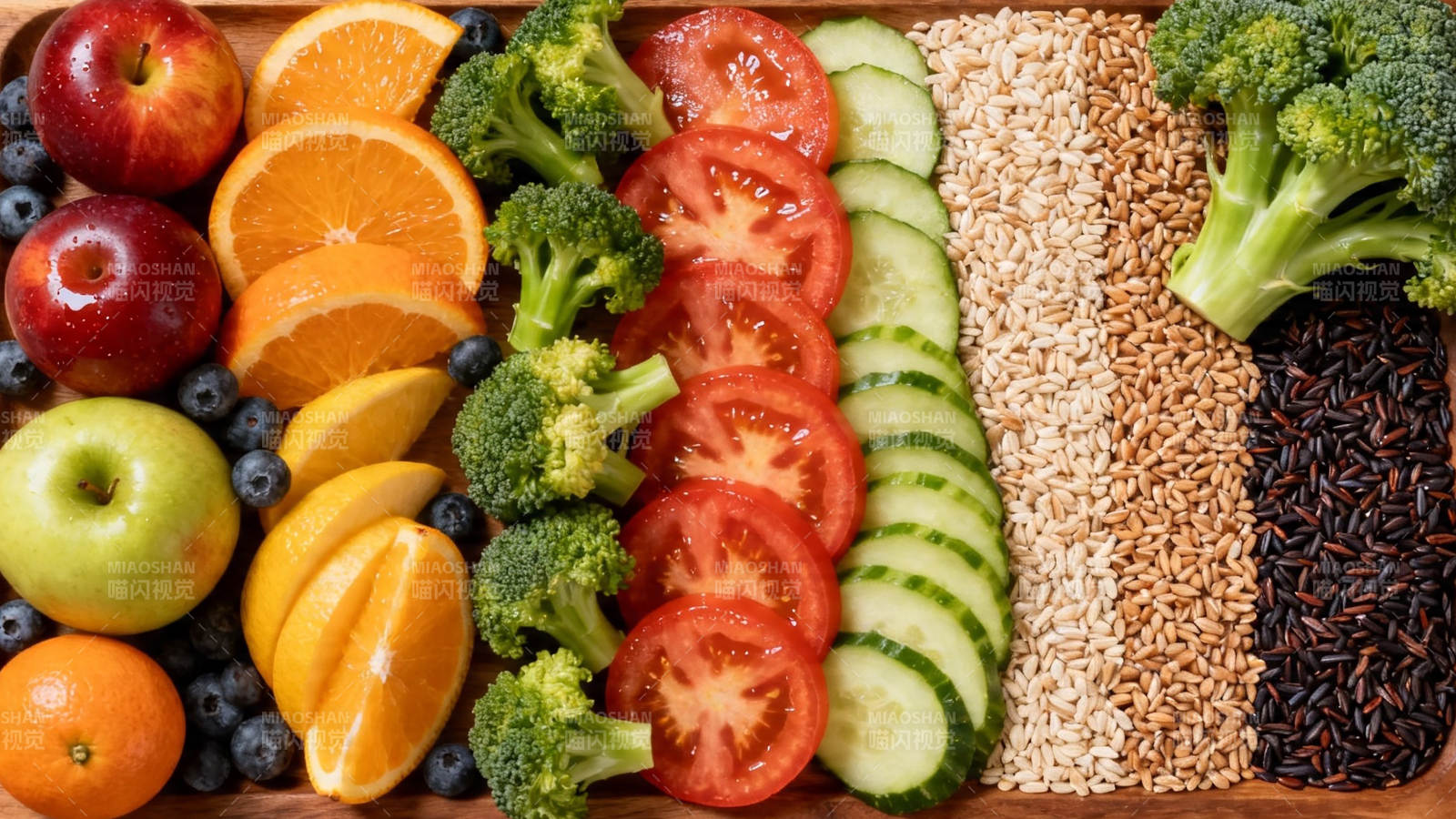 健康饮食 蔬果谷物拼盘图片