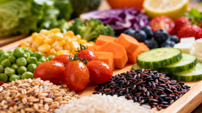 五彩蔬果谷物拼盘图片