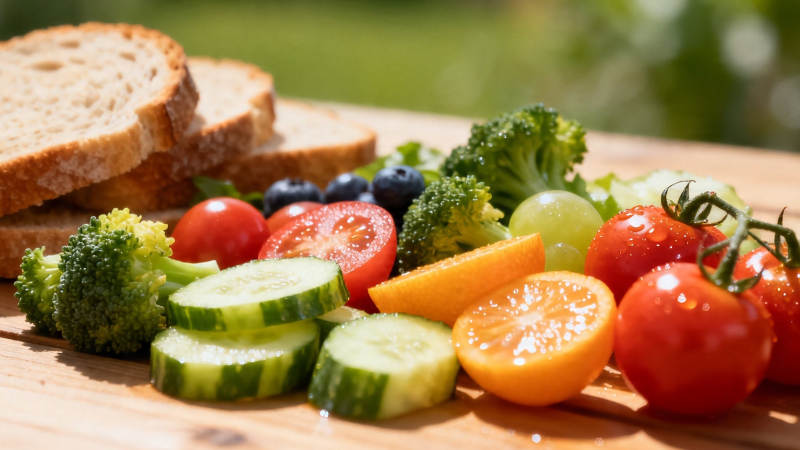 新鲜蔬果面包拼盘图片