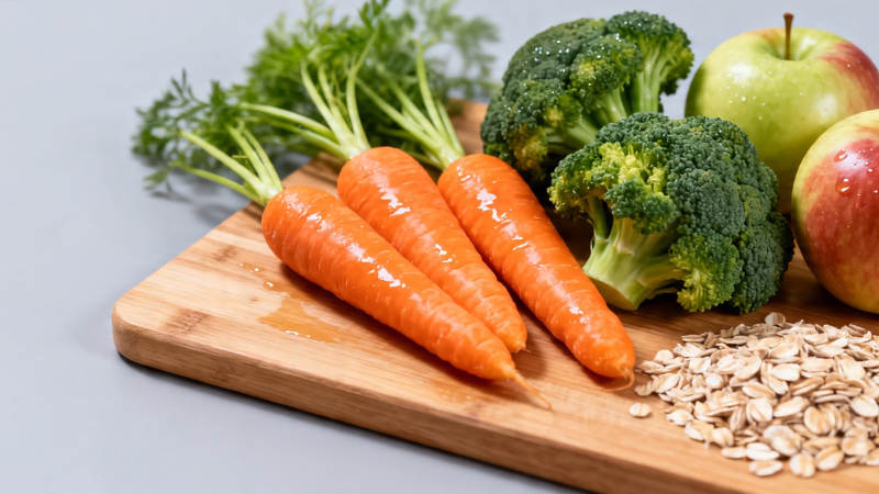 新鲜蔬果燕麦健康餐盘图片