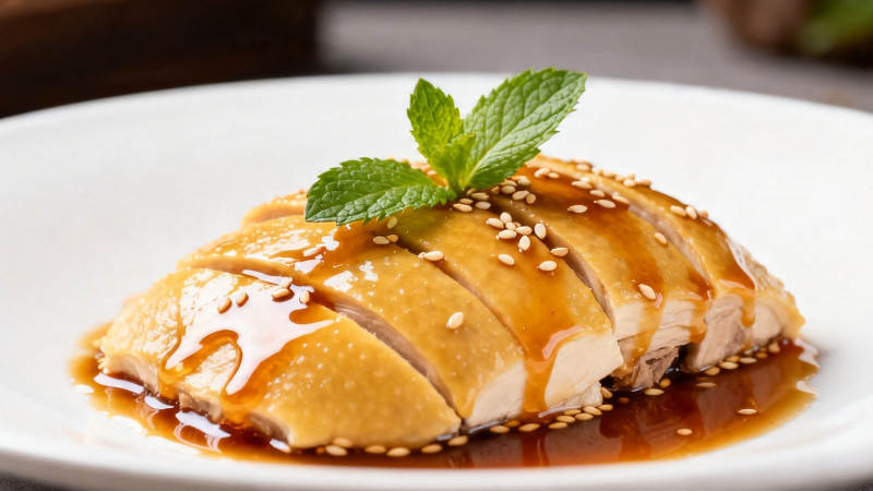 芝麻淋汁鸡 薄荷点缀香图片