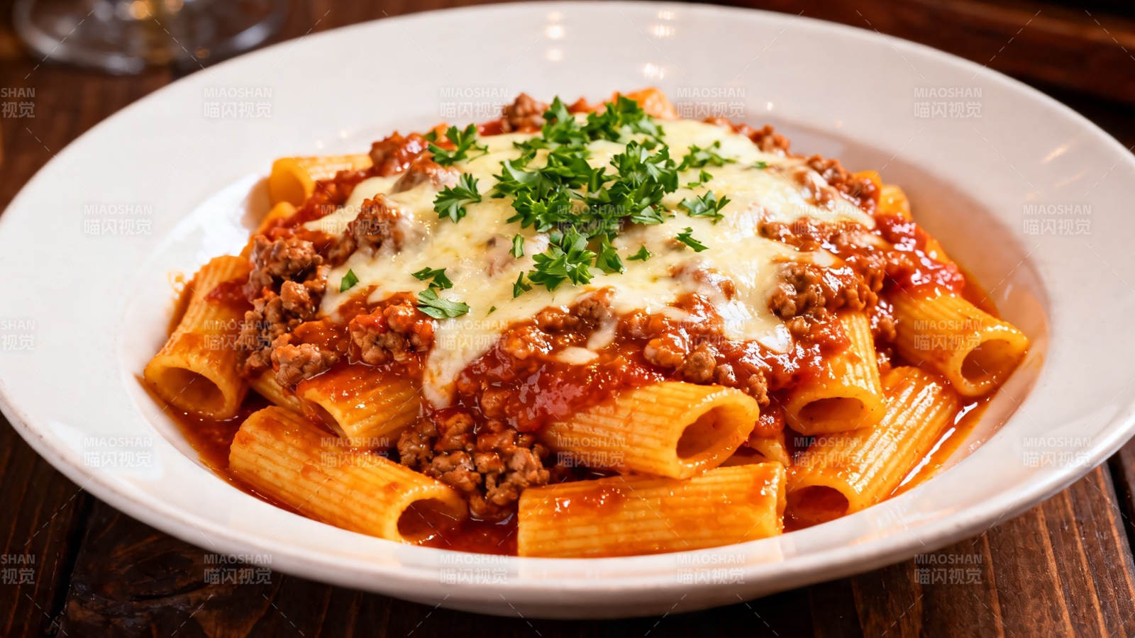 意式肉酱通心粉配芝士图片