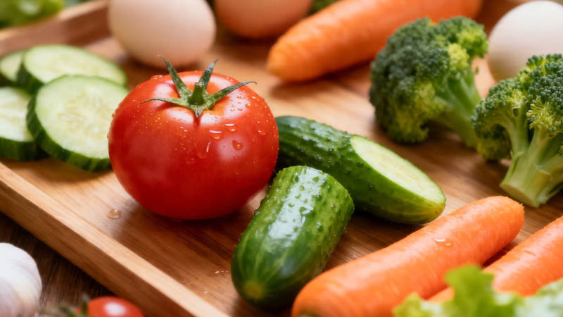 新鲜蔬菜拼盘 色彩缤纷健康餐图片